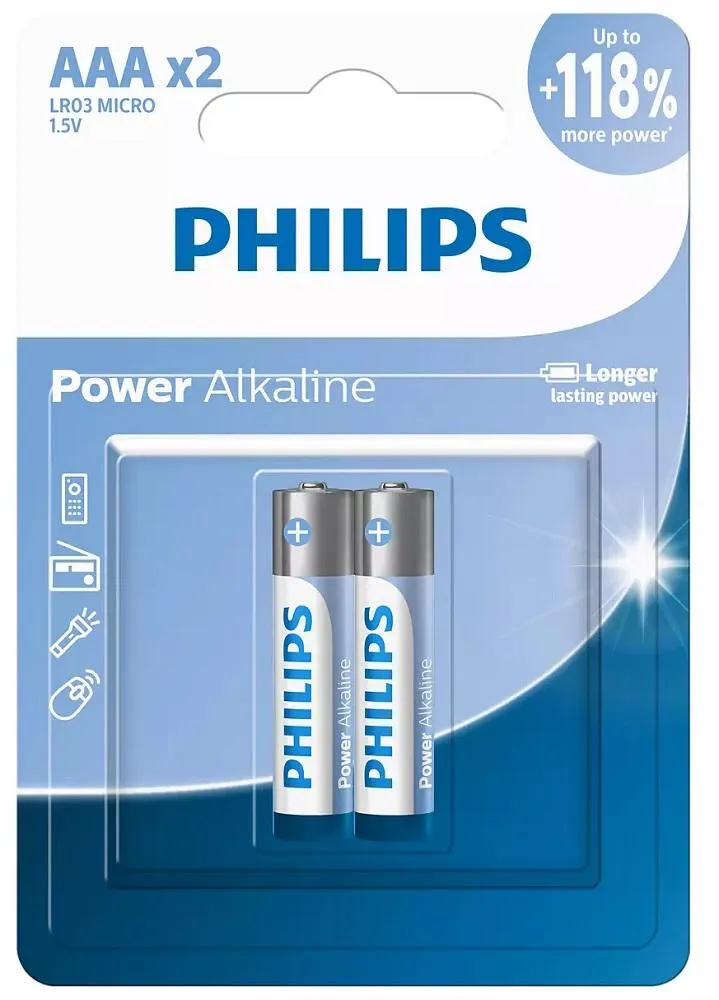 POWER ALKALINE AAA BAT 2P