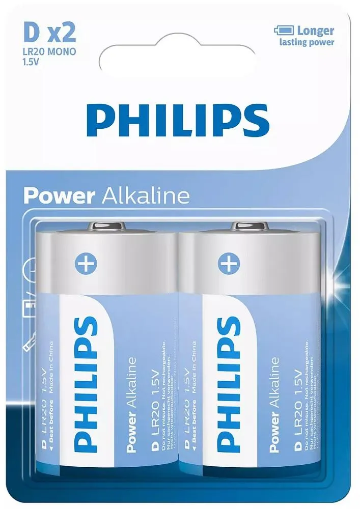 POWER ALKALINE BAT D 2P