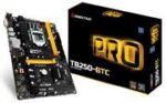 Biostar TB250-BTC Ver. 6.x Socket LGA 1151 Motherboard - Support the Intel 7th generation Core i7, Core i5, Core i3 processors in the 1151 package, Intel B250 single chip architecture, 2-DIMM DDR4-2400/2133/1866 up to 32G maximum capacity, 6 x SATA 3Gb/s Connectors, 1 x M.2 Key M 32Gb/s Connector, support M.2 type 2242/ 2260/ 2280 SATA 6Gb/s & PCIe Storage, 1 X DVI-D, Realtek ALC887 Audio, 1 x PCI-E 3.0 x16 Slot, 5 x PCI-E 3.0 x1 Slot(using for bitcoin mining, it is suggested to change to PCI-E 1.0 via BIOS), Realtek RTL8111H - 10/100/1000 Controller, 4 x USB 3.0 Port, 2 x USB 2.0 Port, 2 x USB 2.0 Port(only 5V power, up to 1.5A), ATX Form Factor Dimension: 29.5cm x 21cm ( W x L ), Retail Box, 3 year warranty