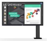 LG 27QN880-B 27 inch QHD Ergo IPS Monitor with USB Type-C Monitor - IPS panel, Viewing Angle 178°(R/L), 178°(U/D), 2560 x 1440 Resolution, Aspect Ratio 16:9, Response Time 5ms (GTG), 350cd/m² (typical) Brightness, Typical Contrast Ratio (Original) 1000:1, 2x HDMI, 1x DisplayPort, VESA Wall Mountable - Black, Retail Box , 3 year warranty