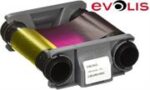Evolis YMCKO Card Printer Colour Ribbon for 100 colour prints - 1 YMCKO ribbon 100 prints for Badgy100 and Badgy200 , Retail Box , 1 year Limited Warranty