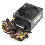 Topcool 1600w Single Channel High Efficiency 80 Plus Gold ATX Mining Power Supply Unit with 230V Automatic Power Factor Correction -1x ATX MB Connector 24 Pin (20 Pins fixed +4 detachable) , 1 x EPS 8 Pin ( 4 Pin + 4 Pin detachable) 12 V Connector , 6 x PCI-E Cables (6 Pin +2 Pin to 6 Pin +2 Pin to 6 Pin) , 6 x 15 pins SATA connectors , 6 Molex 4 pin connectors , Single Ball Bearing 140mm Fan , Retail Box , 3 Months Warranty