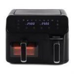Hisense Electronic Dual Airfryer Black -LED Touch Control Panel- 8.6 Litre Total Capacity, 2700w Total Power, Removable Frying Baskets And Pots, 8 Preset Cooking Menus, Clear Cooking Window, Matt Black Finish, Retail Box 1 Year Warranty