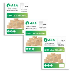 10 up label a4 adhesive - 3 pack