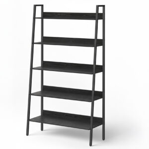 5-tier narrow ladder bookshelf- black finish