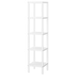 5-tier bamboo standing shelf - slim multi-purpose storage rack - white