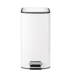 S/steel rectangular pedal bin soft close lid modern white - 11.5 l