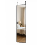 Rectangle full-length wall & door mounted mirror ink black alloy frame