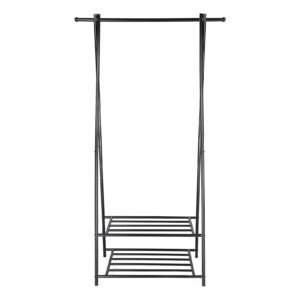 Metal wardrobe rack with shoe tier - slim tower design