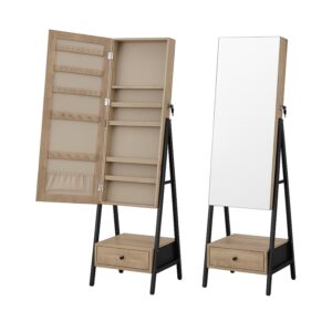 LED Full-length Mirror Jewelry Cabinet Drawer - Freestanding 120cm