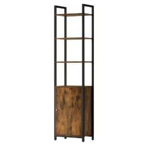 6-tier adjustable shelf bookcase cabinet - rustic brown & ink black