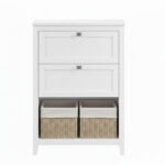 Cloud White Freestanding Storage Cabinet With 2 Drawers & Baskets