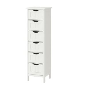 White storage cabinet 6 drawers - compact home organiser - 150x45cm