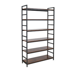 Storage shelf with rustic wood & black steel frame - 210.4 cm