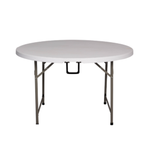 Round fold-in-half plastic event table - white