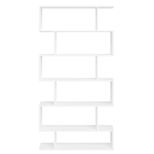 6-tier bookcase - freestanding modern display shelf - white