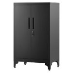 Steel filing cabinet with 2 lockable doors - 80 cm - black