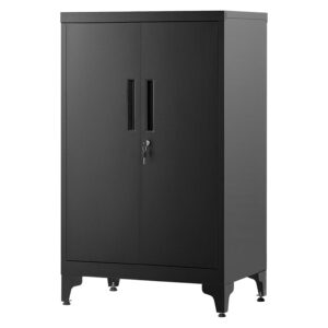 Steel filing cabinet with 2 lockable doors - 80 cm - black