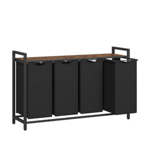 Laundry hamper - shelf & removable bags - 4 compartment